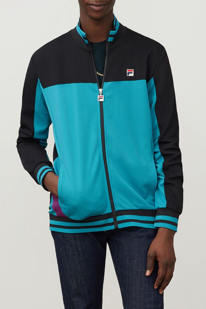 Fila Jacket Mens Black/Blue - Tiebreaker Track - Philippines 5092637-LP